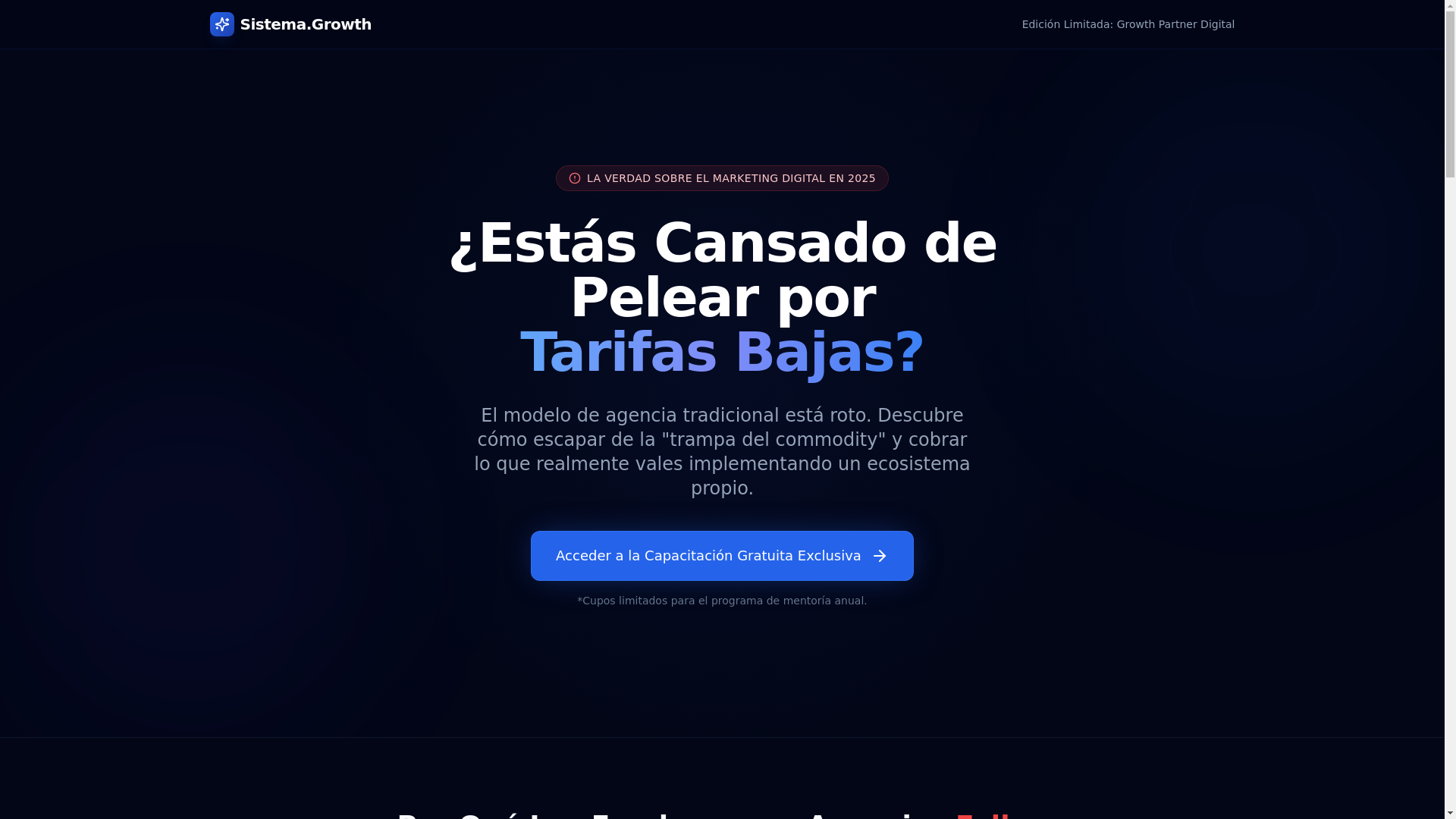 website screenshot of https://sistemagrowth.lat/