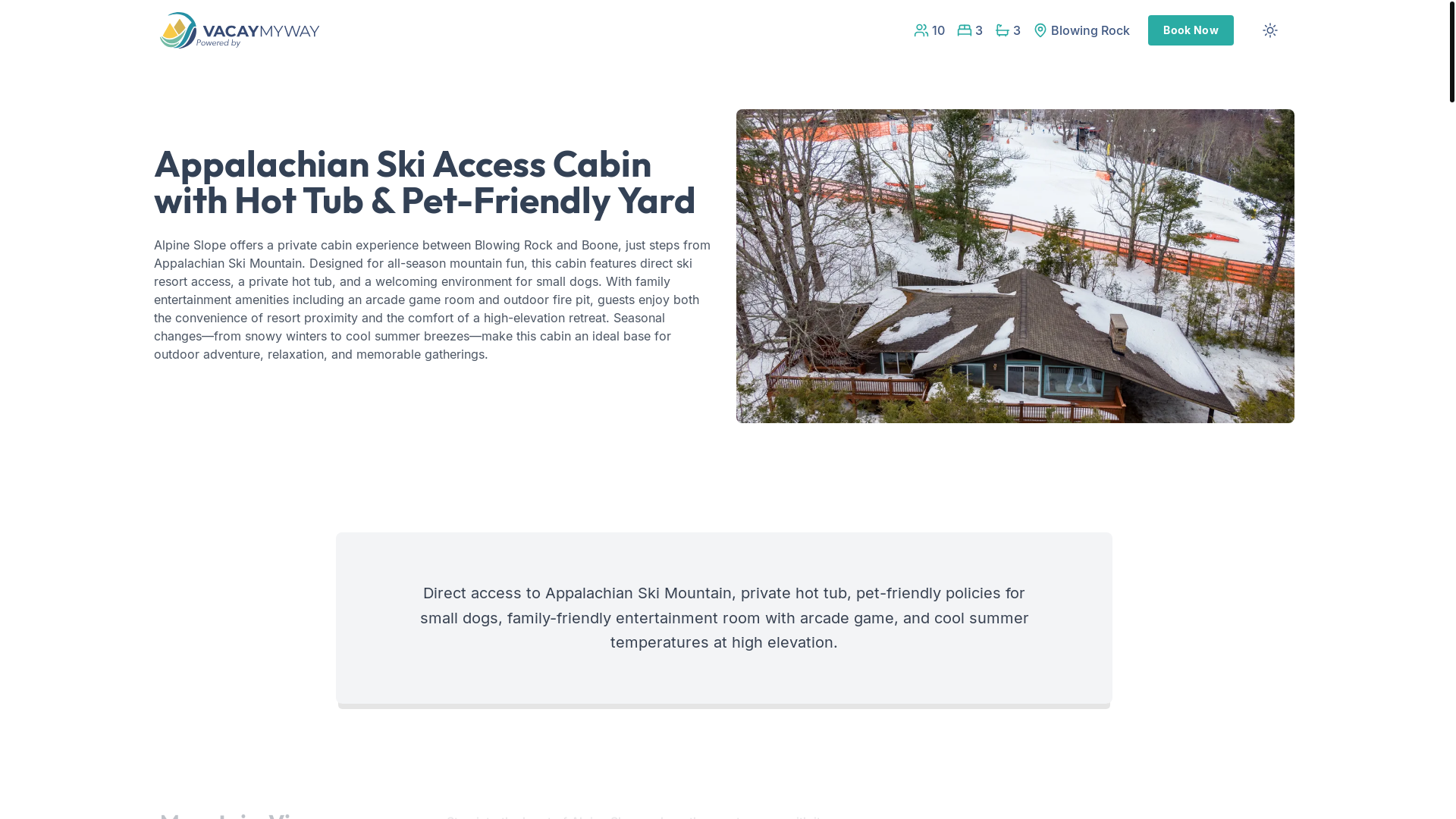 website screenshot of https://breezymountain.vacations/
