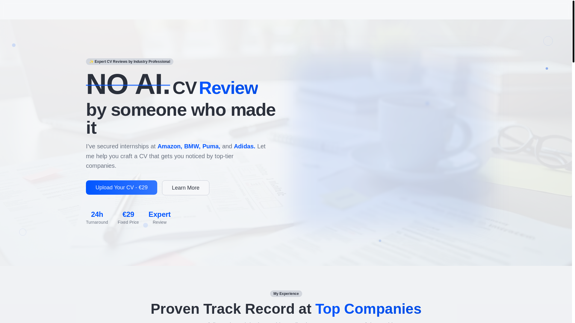 website screenshot of https://rethinkcv.com/