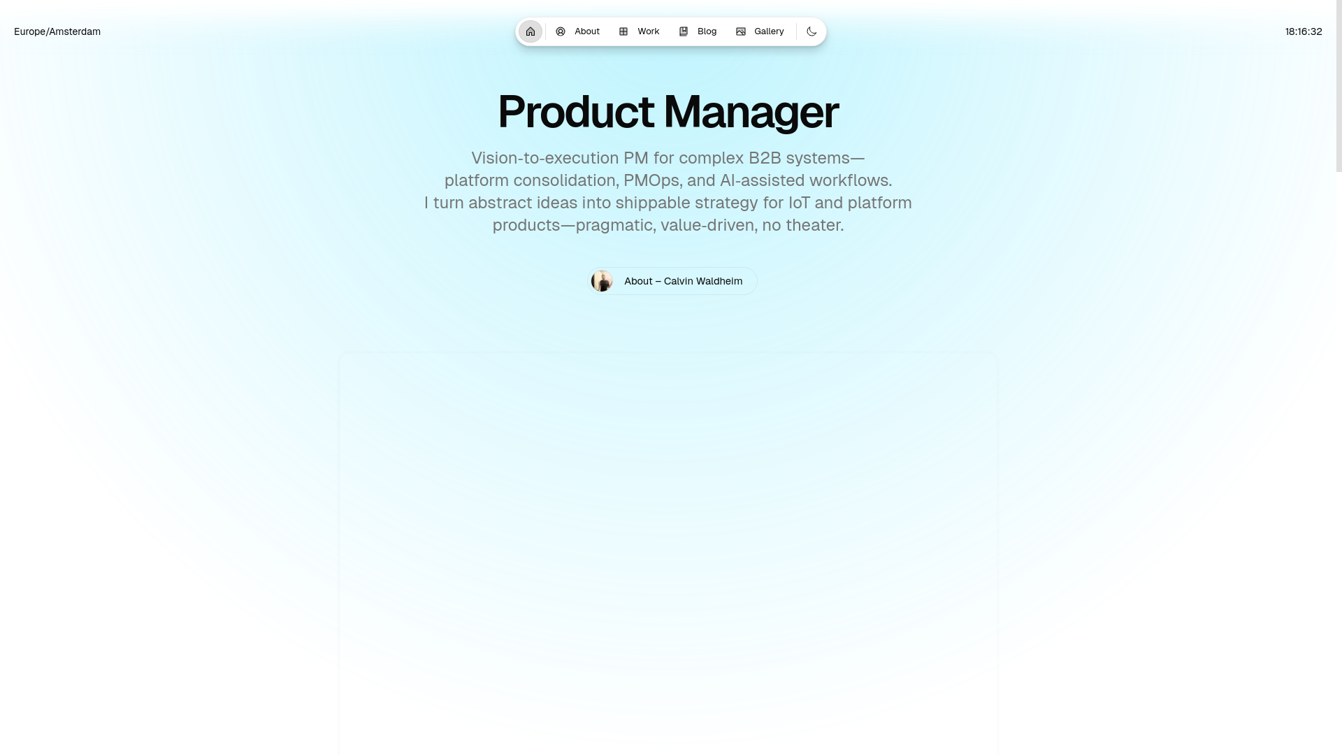 website screenshot of https://calvinwaldheim.com/