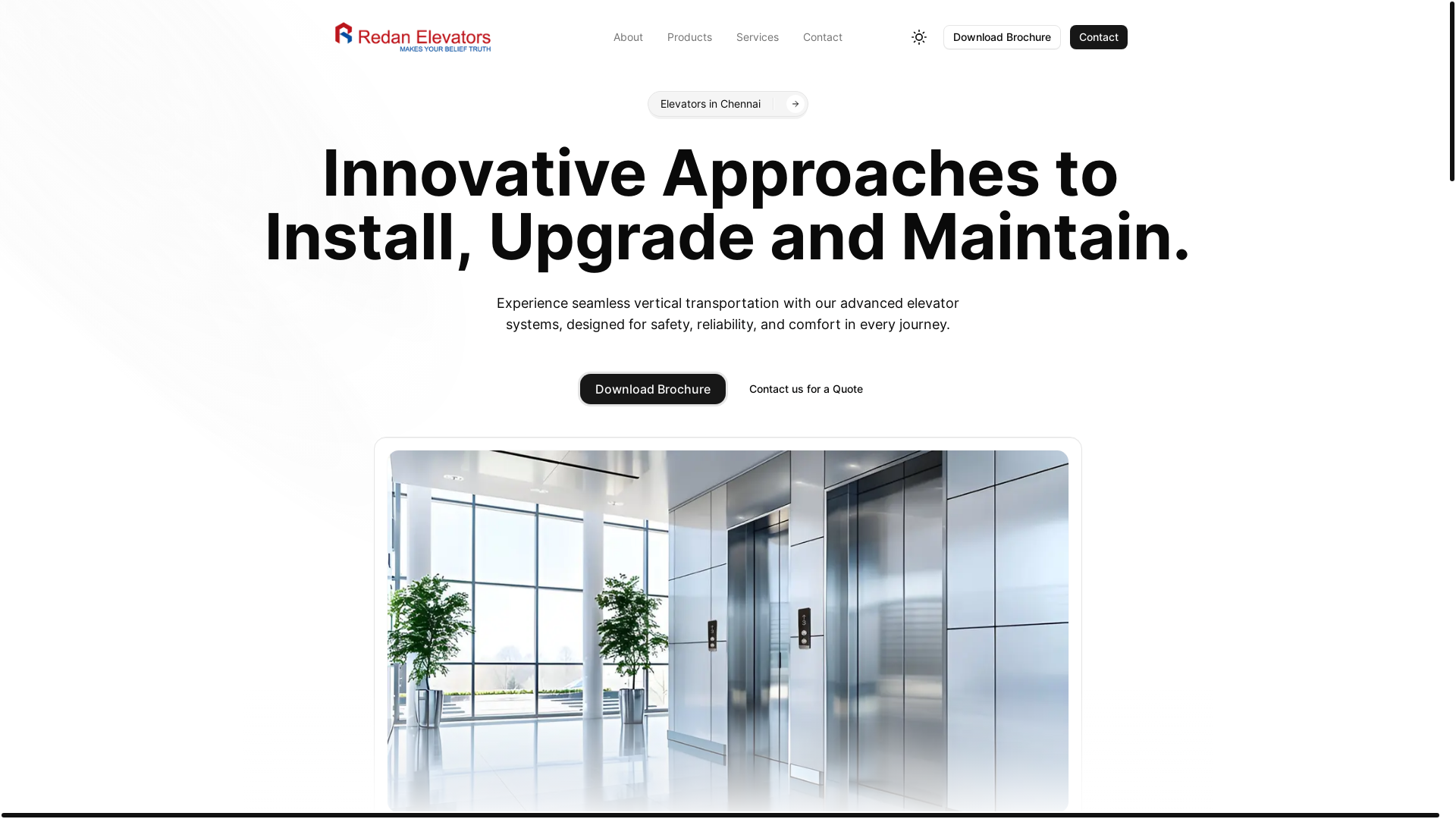 website screenshot of https://redanelevators.com/