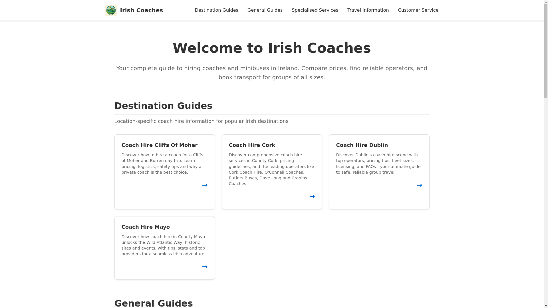 website screenshot of https://irishcoaches.pages.dev/