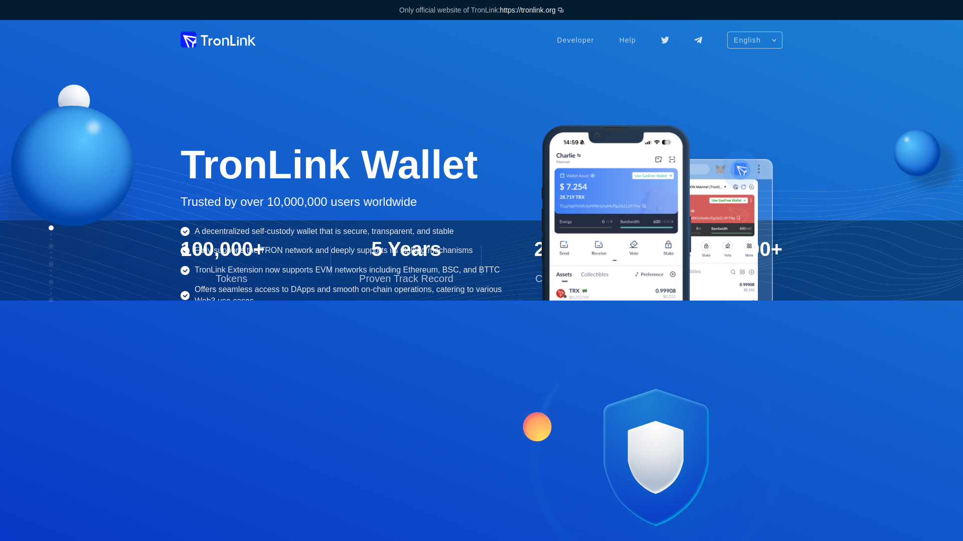 website screenshot of https://tronlink.org