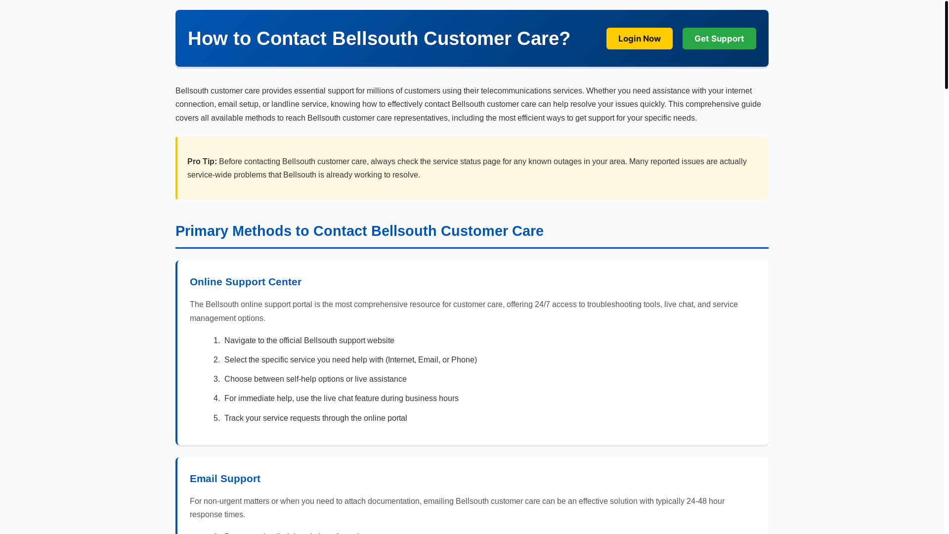website screenshot of https://bellsouthcustomercare.pages.dev/