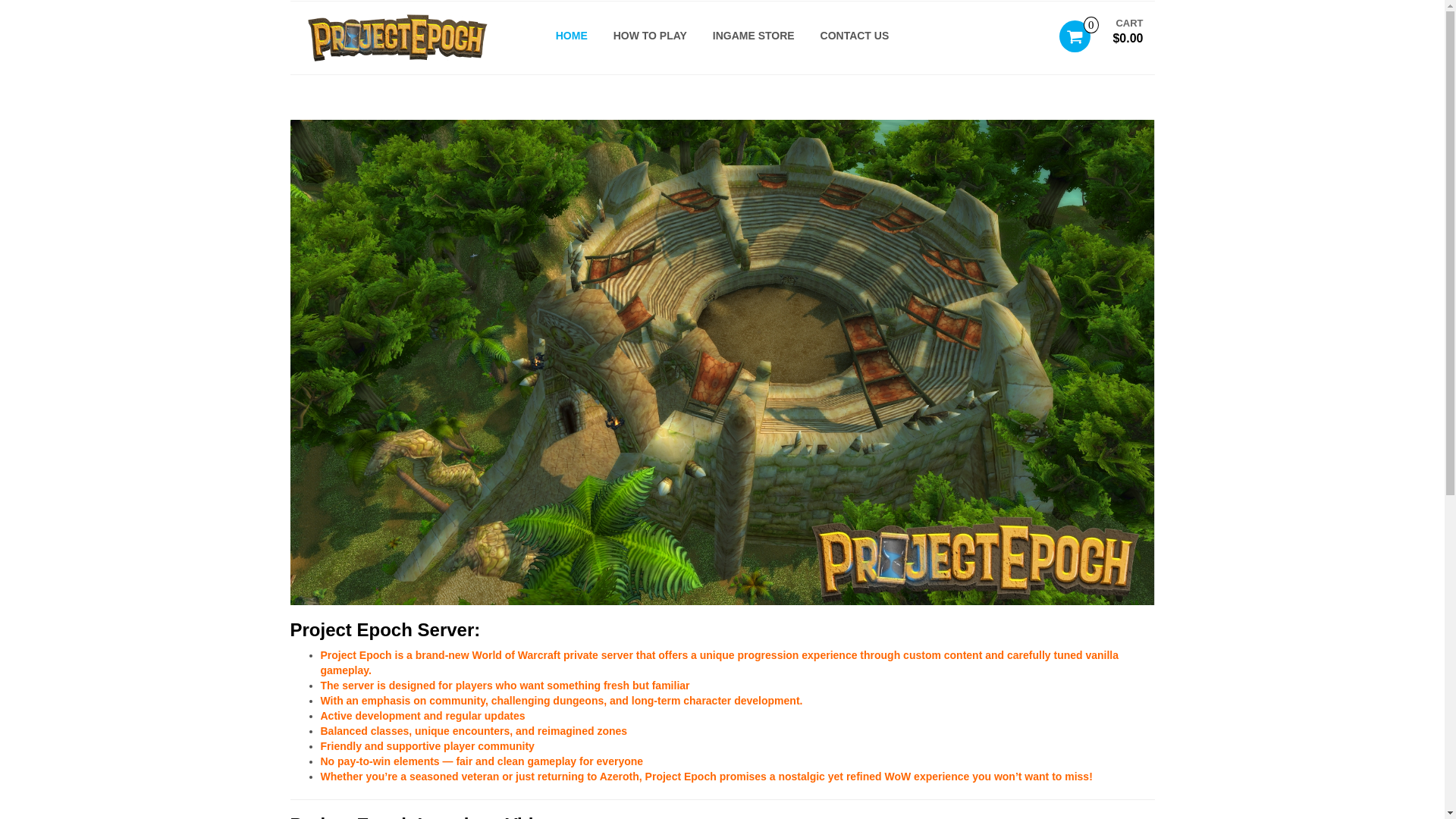 website screenshot of https://project-epoch.com/
