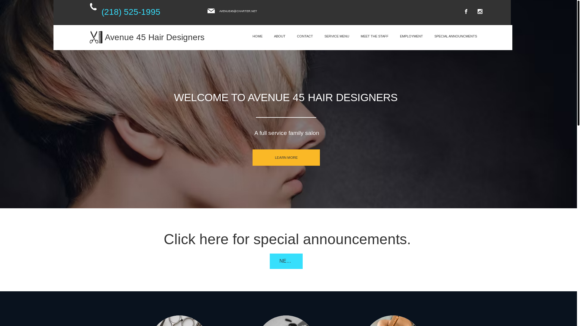 website screenshot of https://avenue45-hairdesigners.com/
