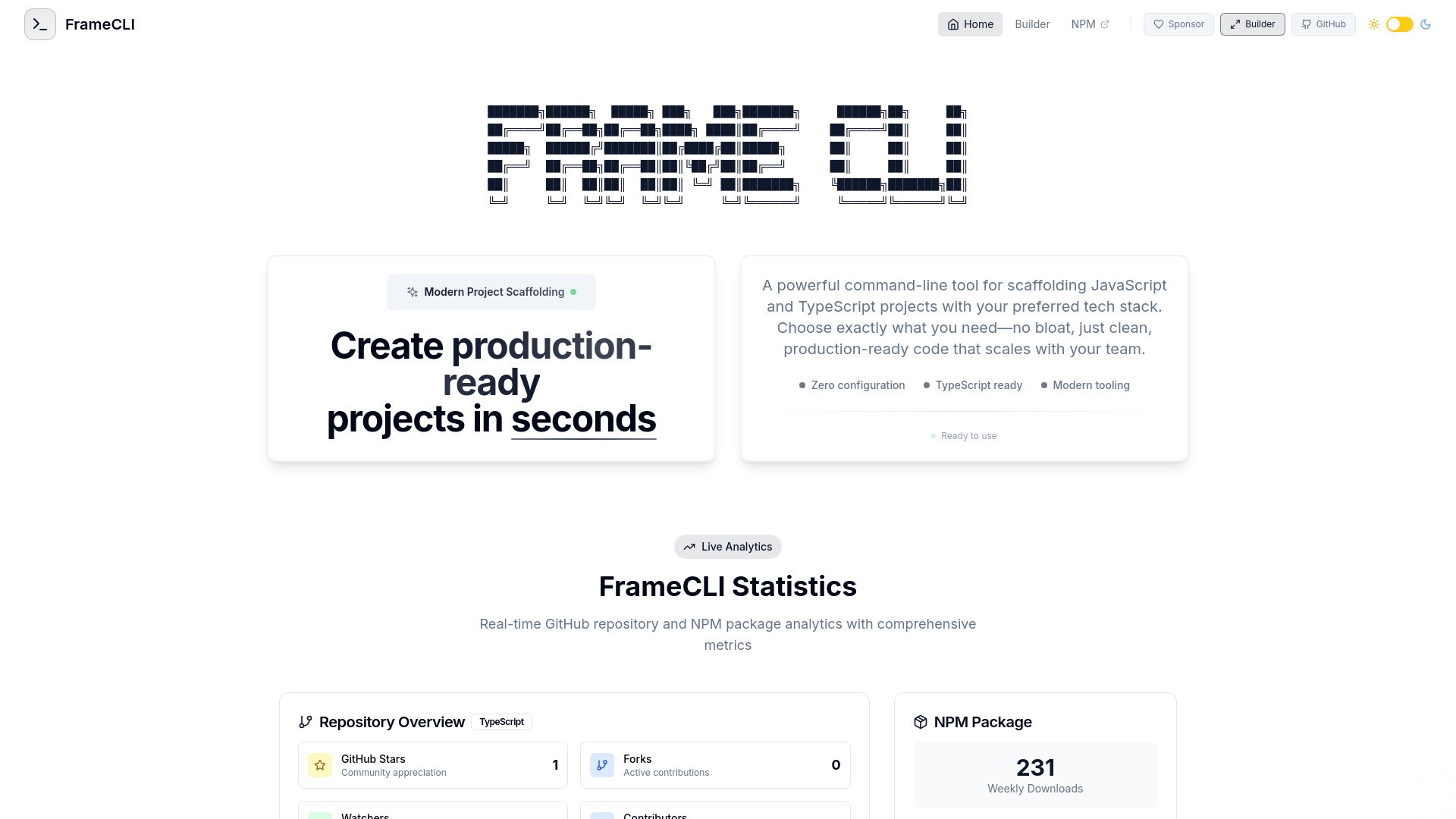 website screenshot of https://framecli.pages.dev/