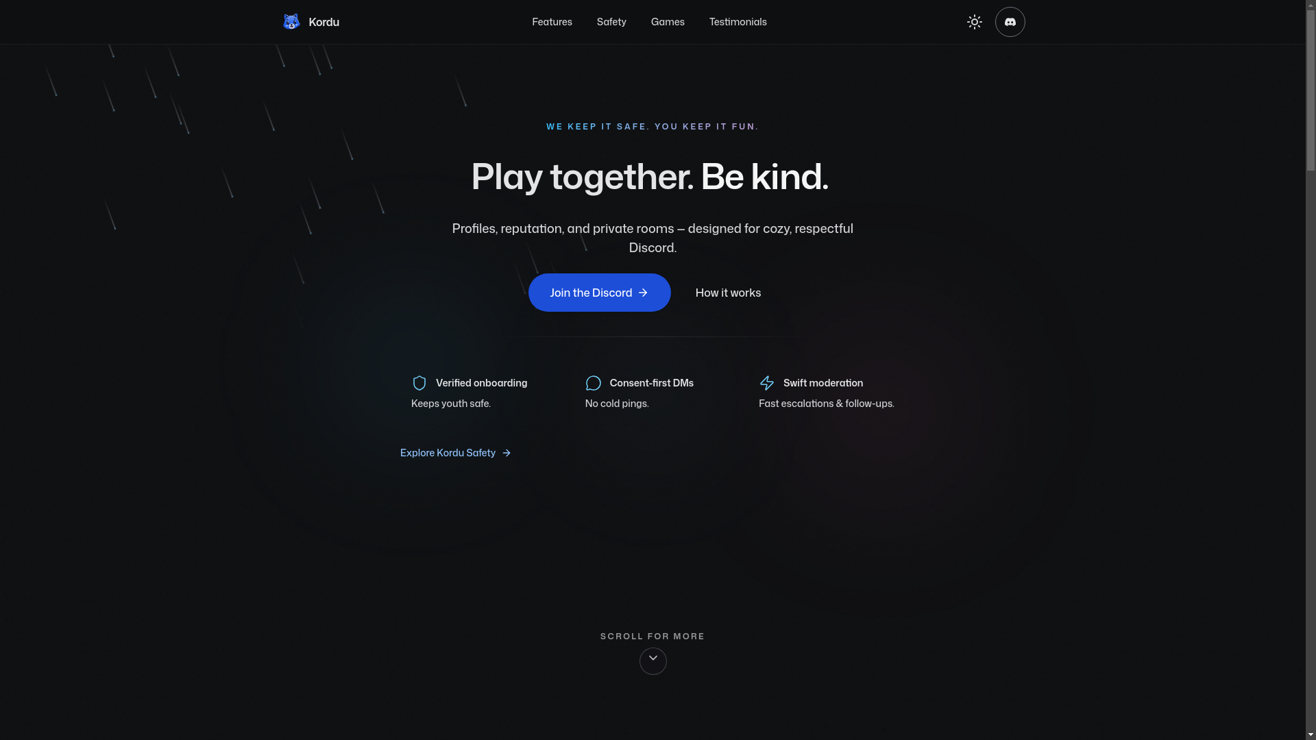 website screenshot of https://kordu.gg/
