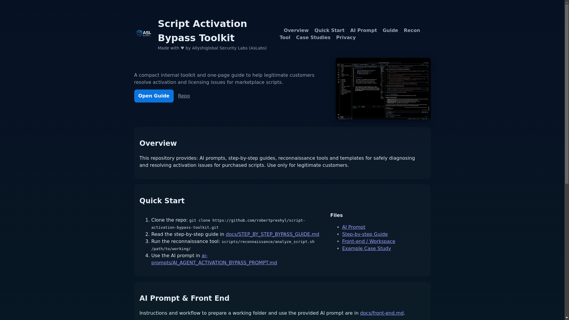 website screenshot of https://script-activation-bypass-toolkit.pages.dev/