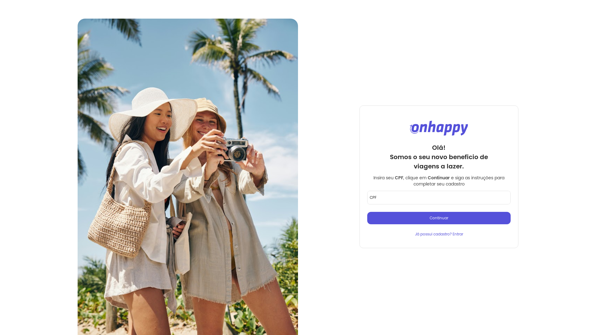 website screenshot of https://app.onhappy.com.br/start