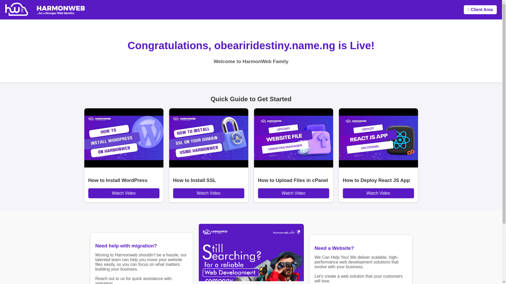 website screenshot of https://obeariridestiny.name.ng/