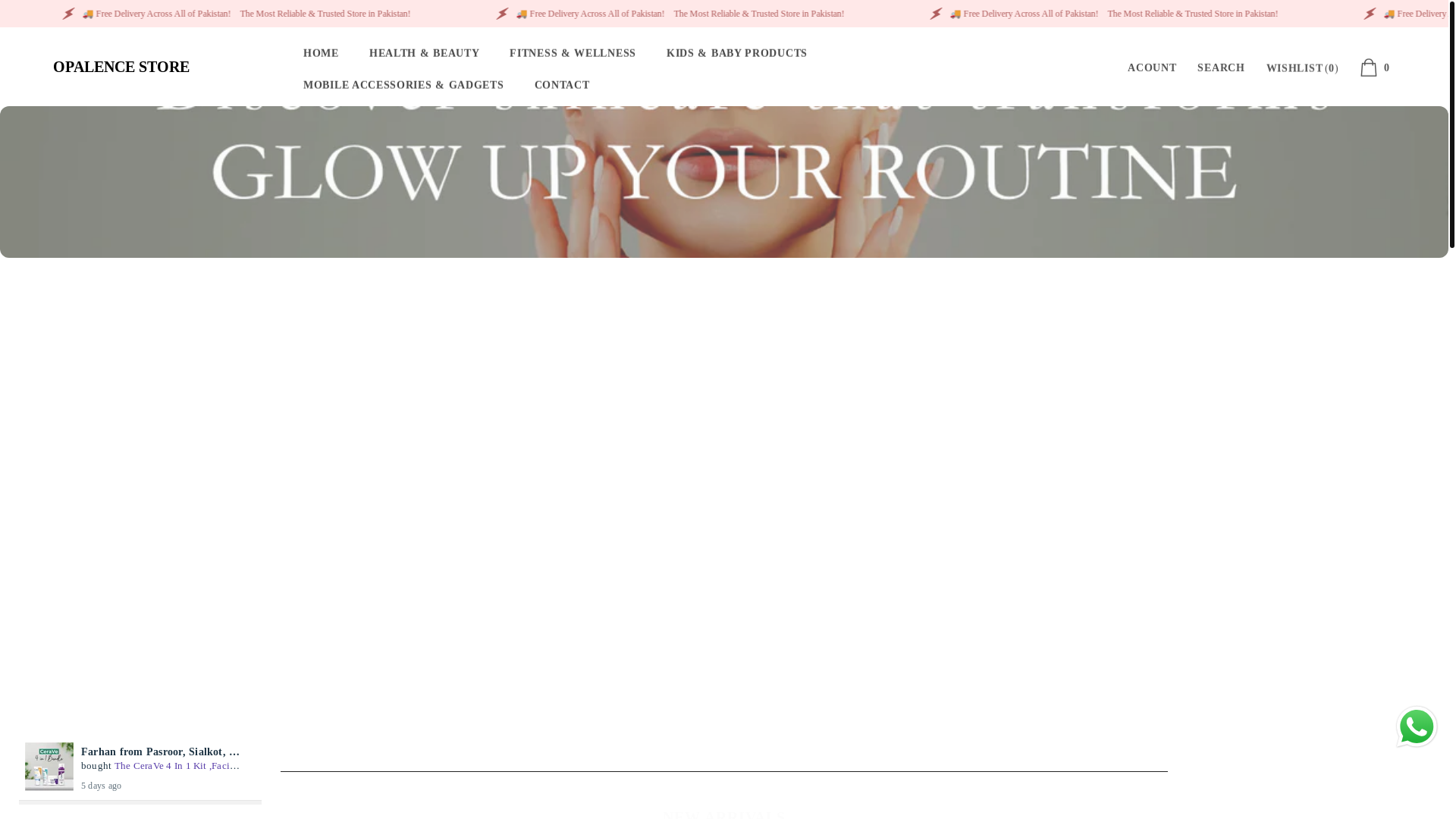 website screenshot of https://opalence.store/