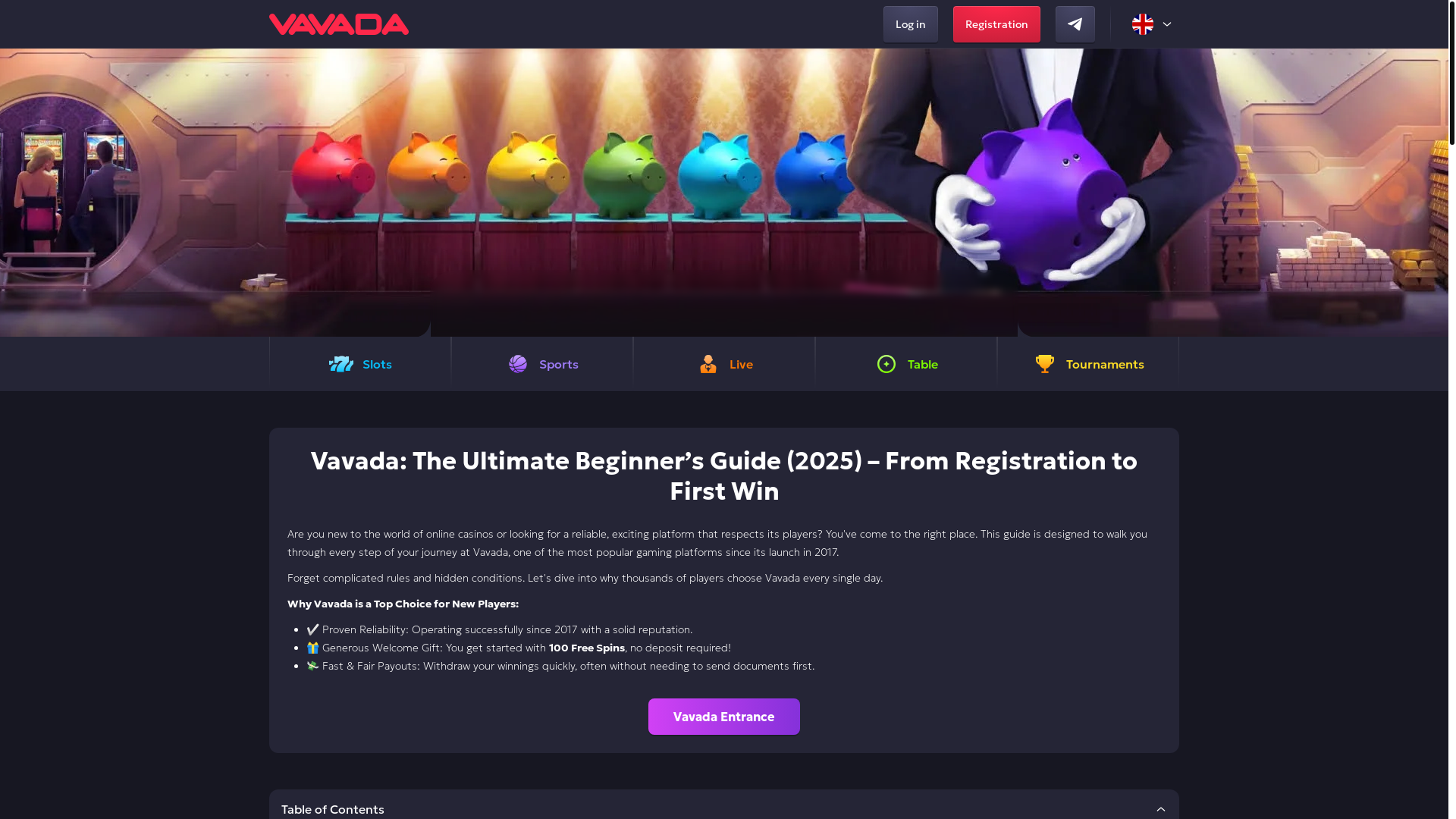website screenshot of https://vavada2025casino.com/
