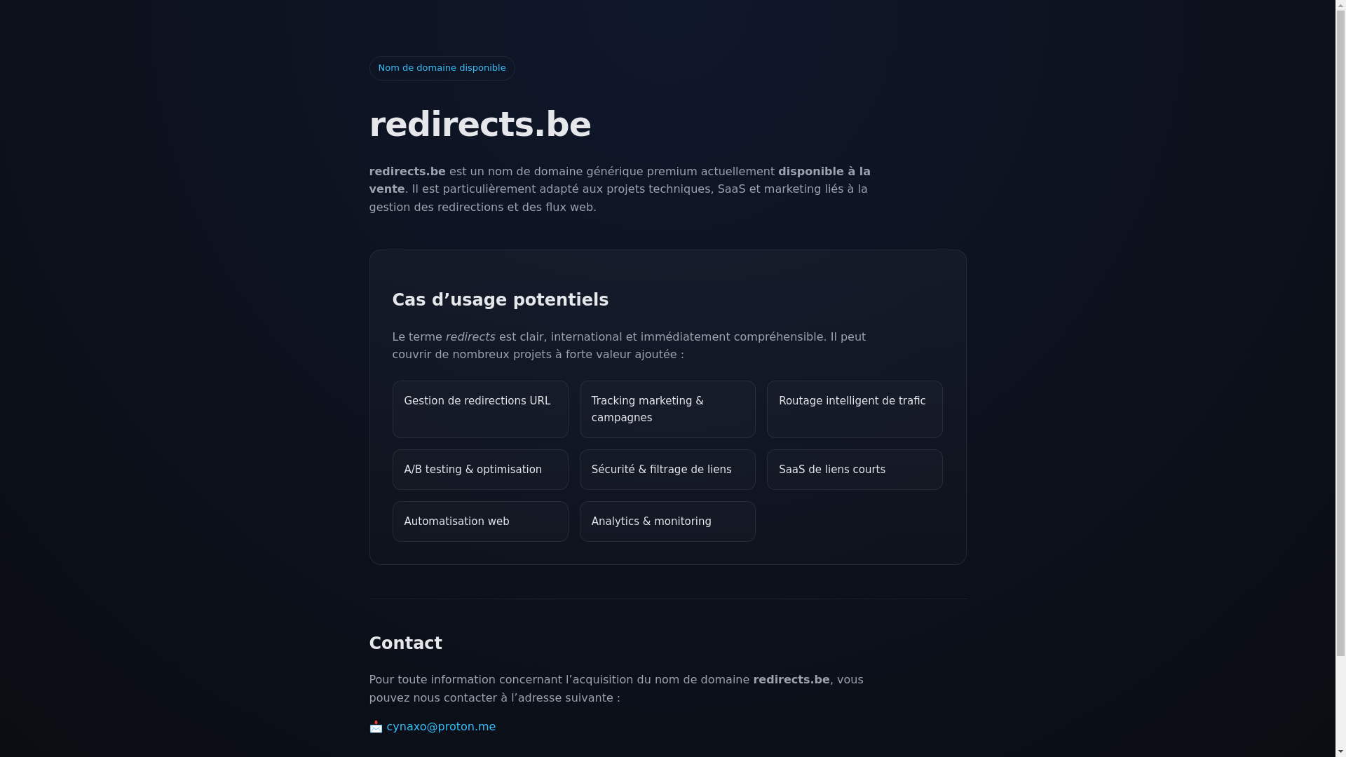 website screenshot of https://redirects.be/