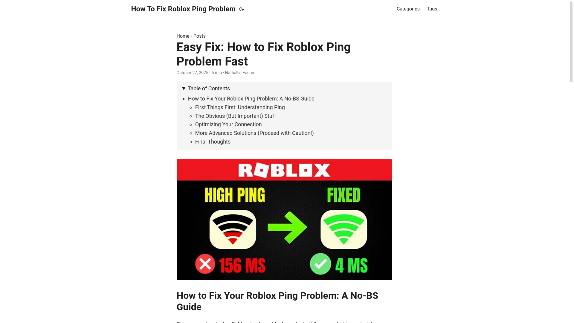 website screenshot of https://how-to-fix-roblox-ping-problem.pages.dev/
