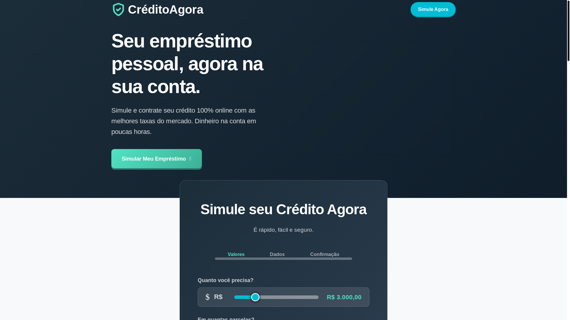 website screenshot of https://creditoagoraa.com/