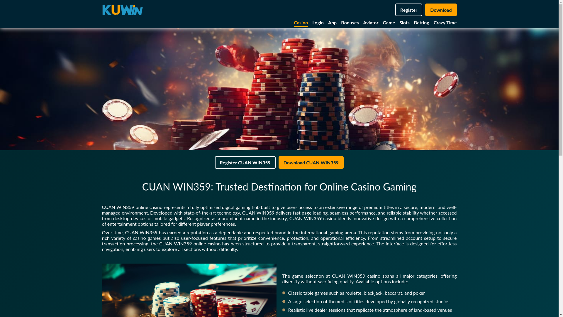 website screenshot of https://cuanwin359.net/