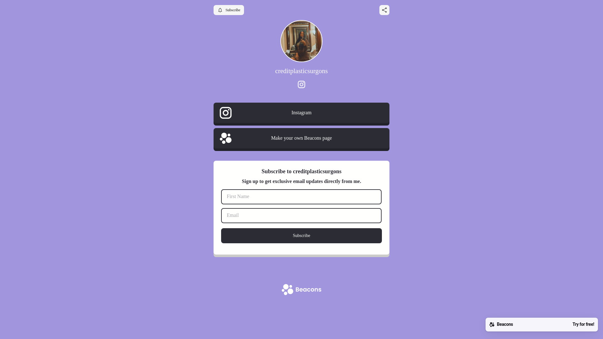 website screenshot of https://creditplasticsurgeons.com/