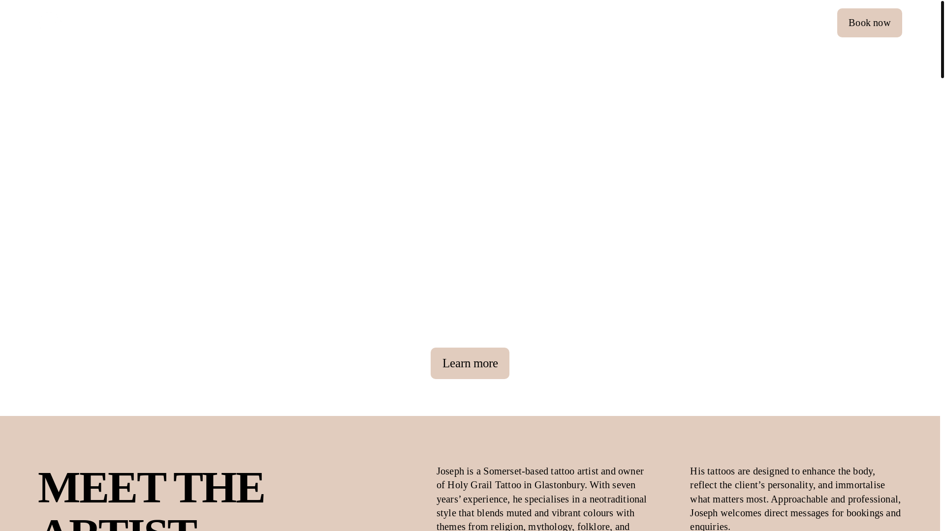 website screenshot of https://holygrailglastonbury.co.uk/