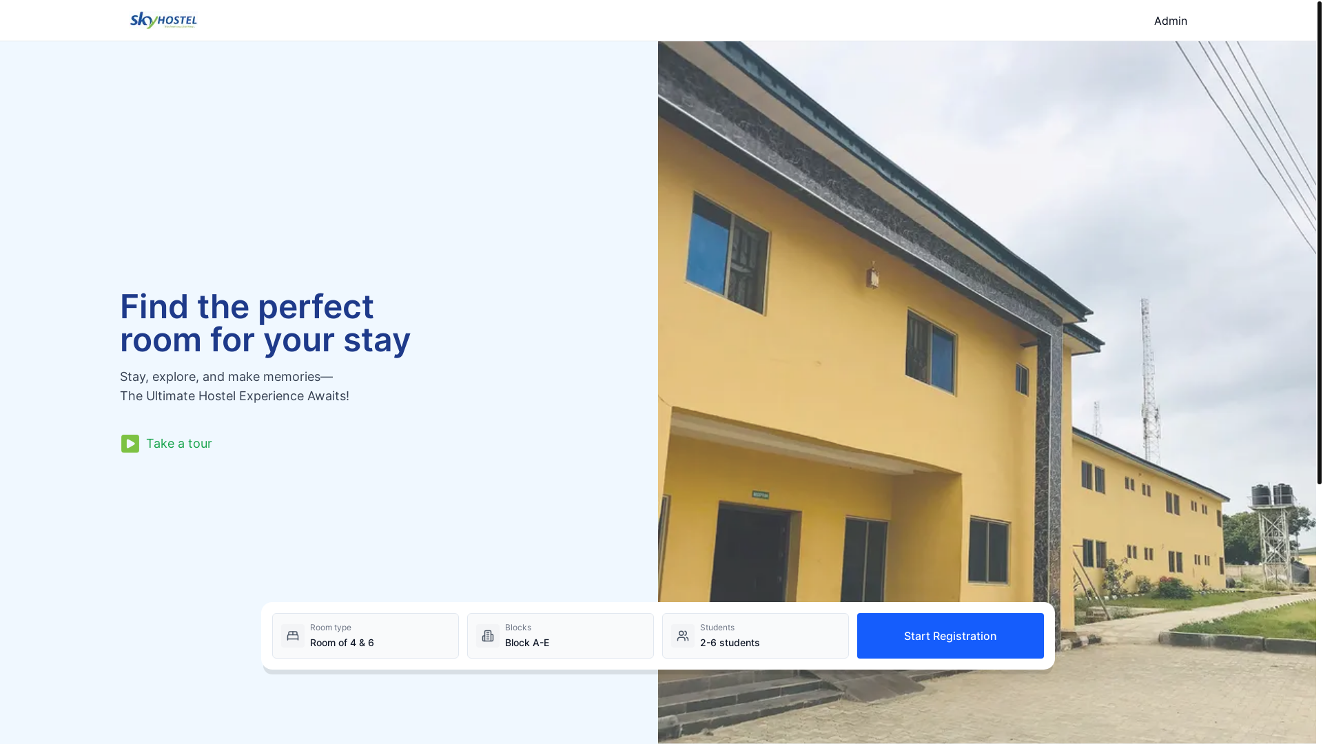 website screenshot of https://skyhostel.ng/