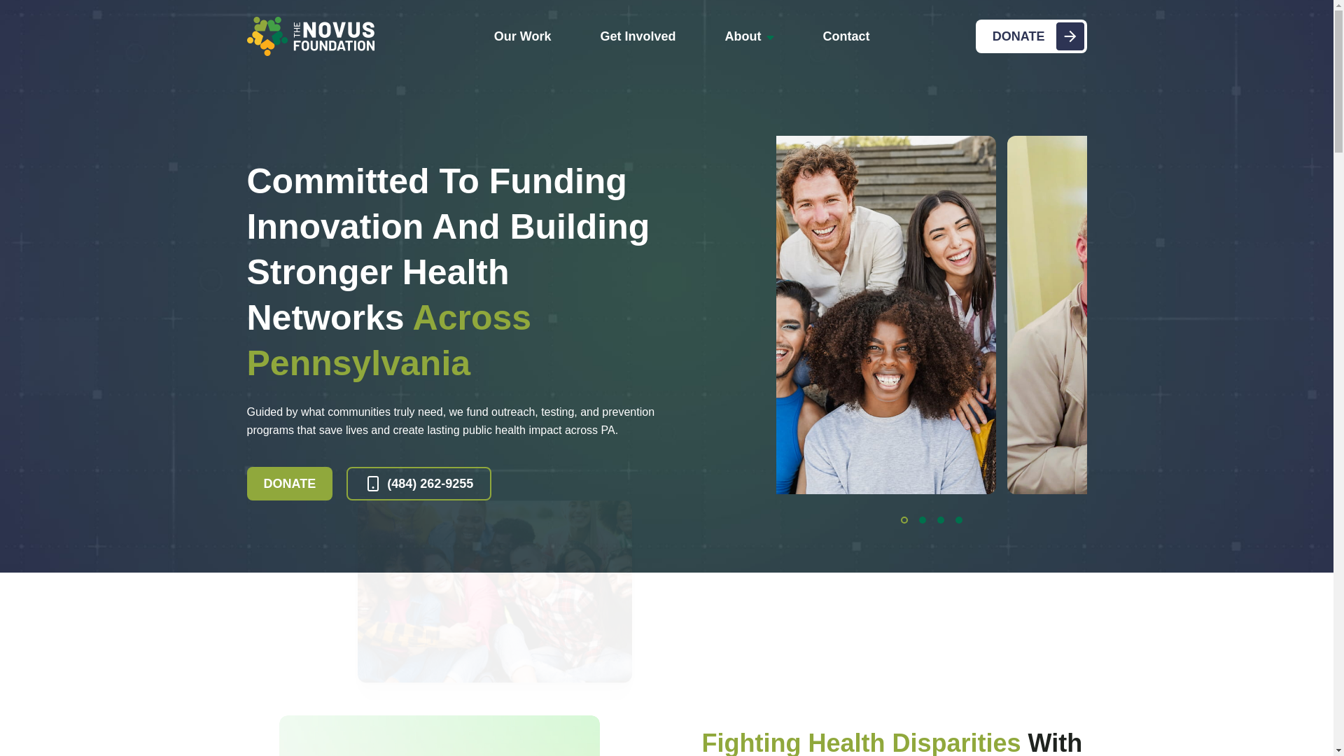 website screenshot of https://novusacsfoundation.org/