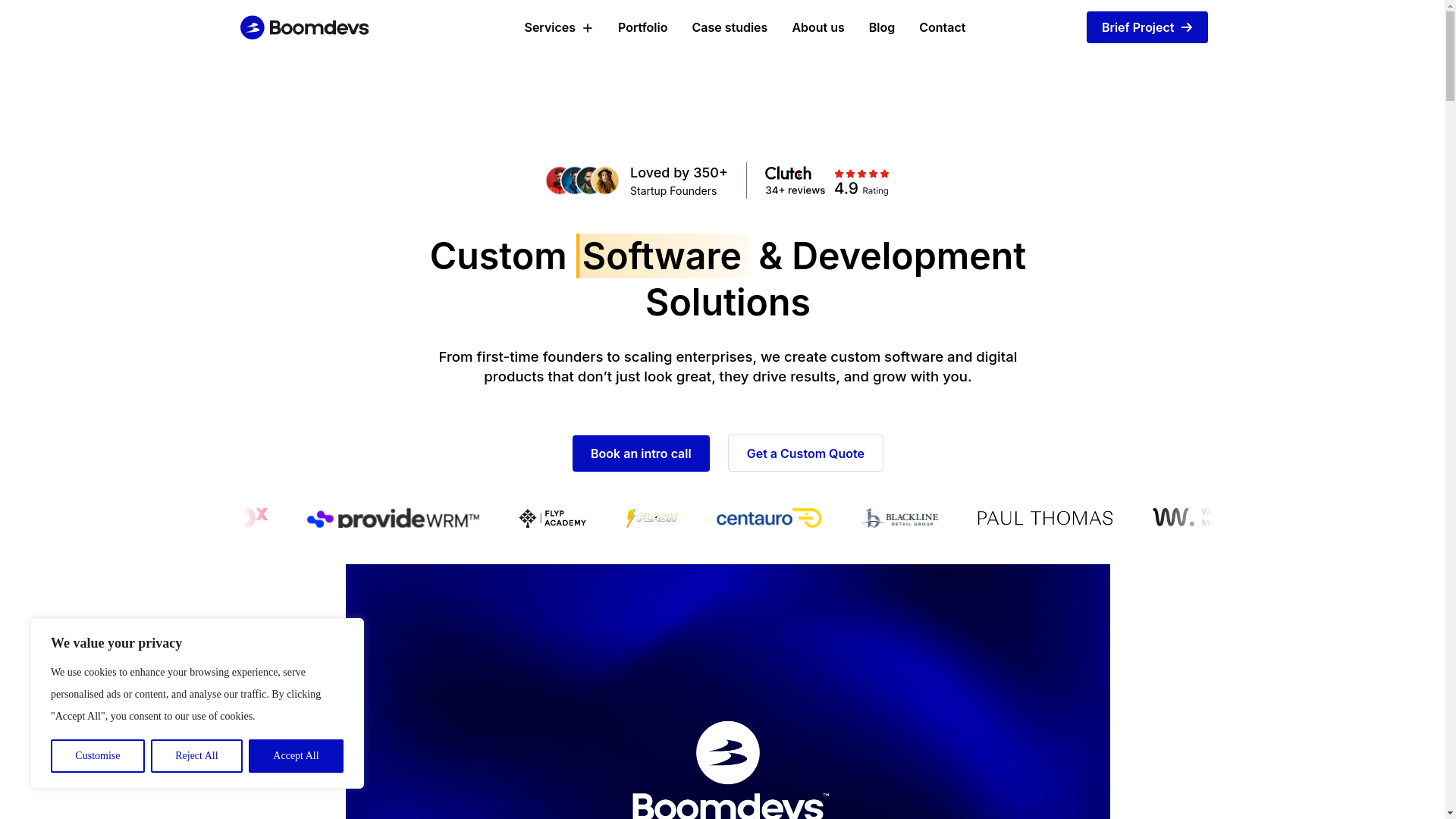 website screenshot of https://boomdevsolutions.com/