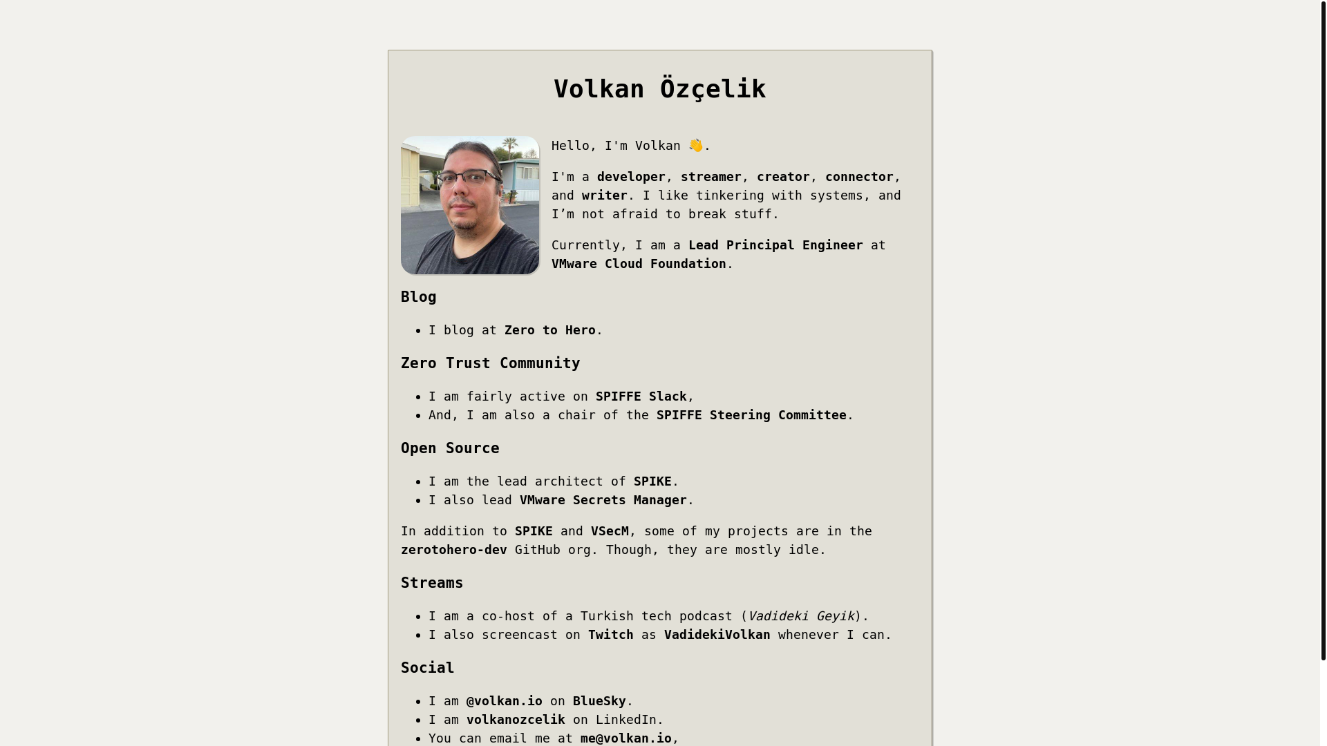 website screenshot of https://volkan-io.pages.dev/