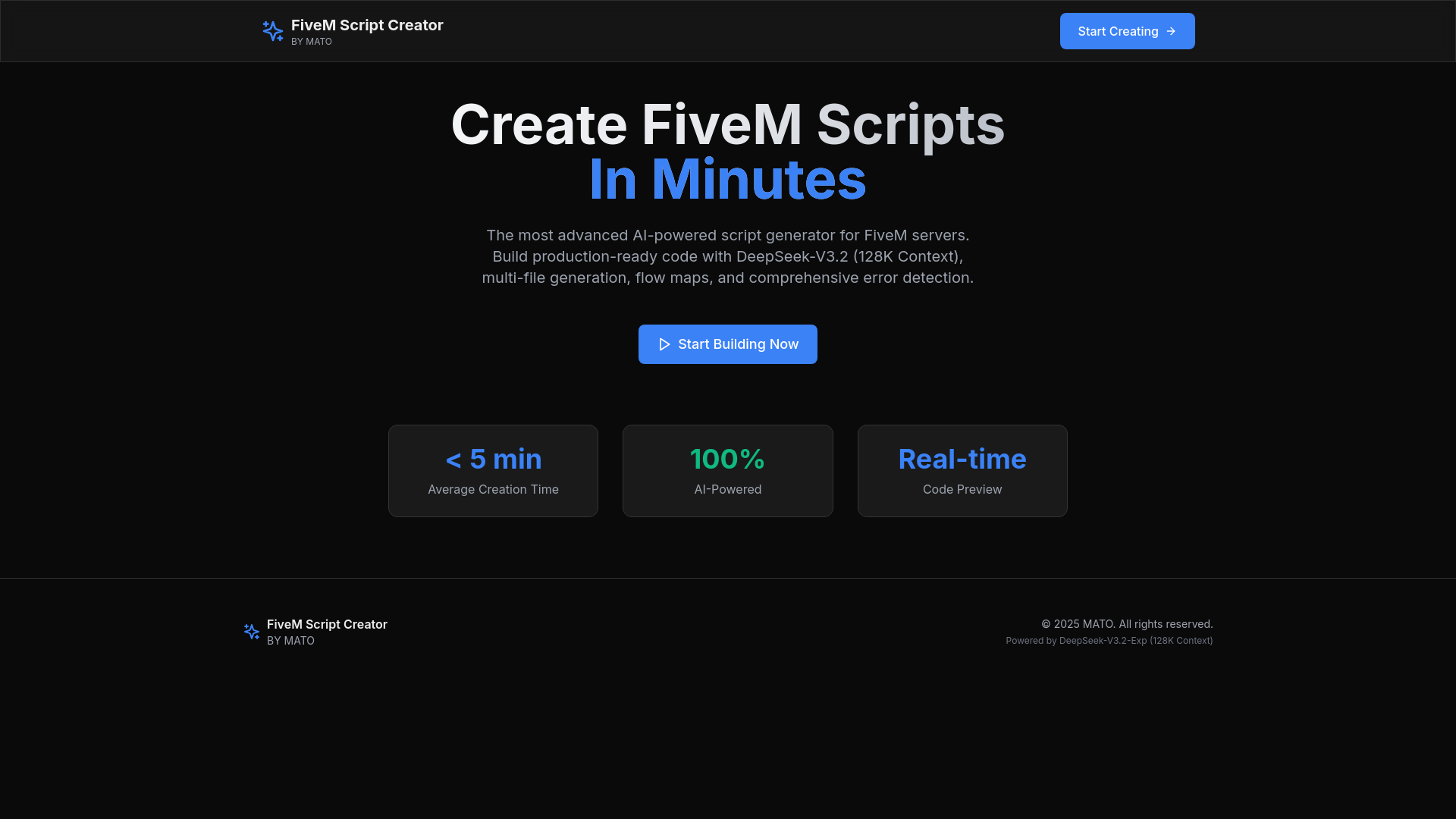website screenshot of https://fivemscriptcreator.org/