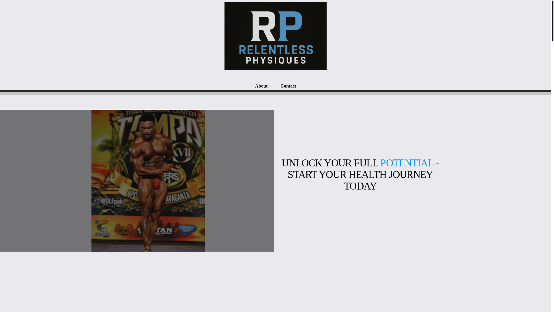 website screenshot of https://relentless-physiques.com/