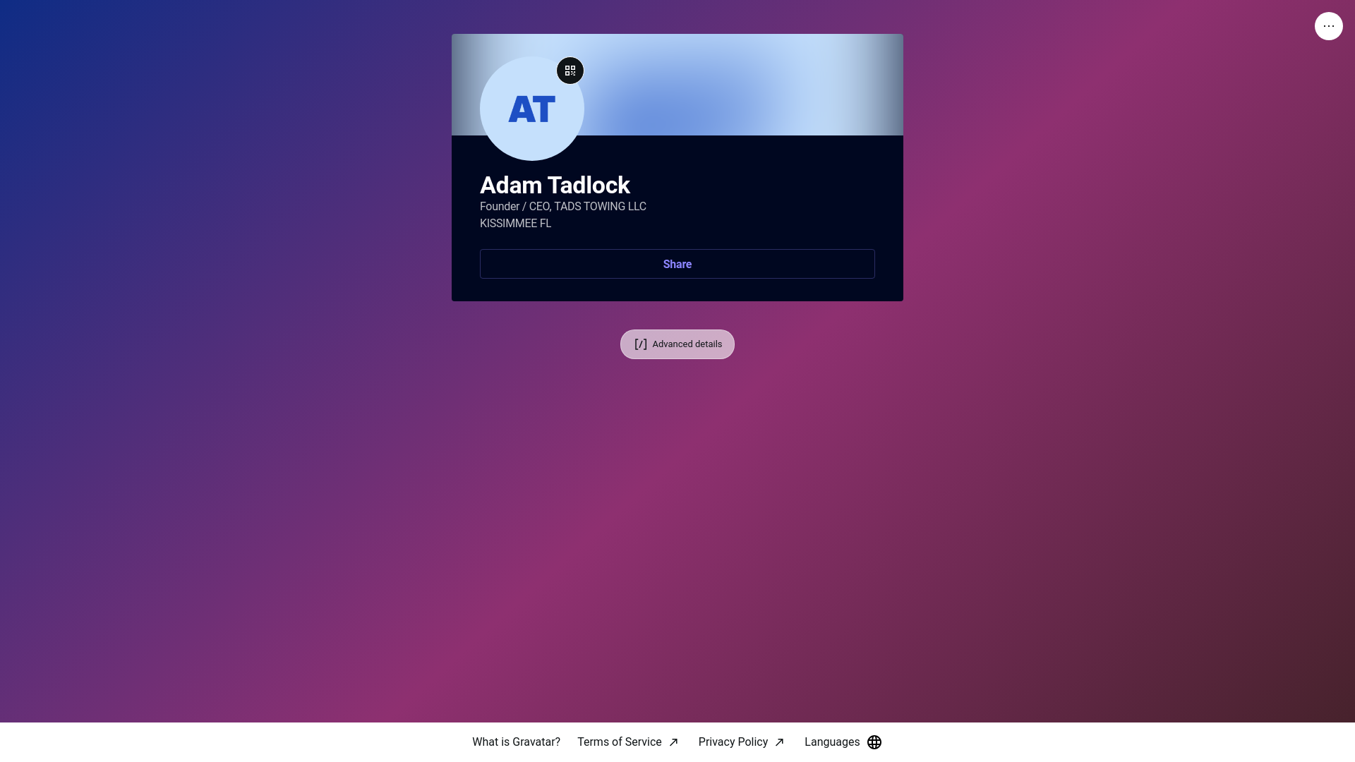 website screenshot of https://tadsstowing.com/