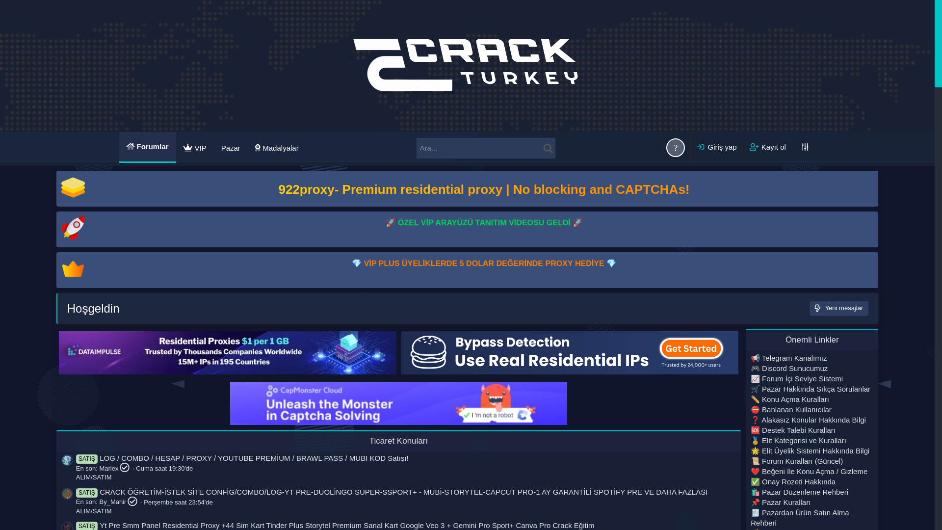 website screenshot of https://crackturkey.net