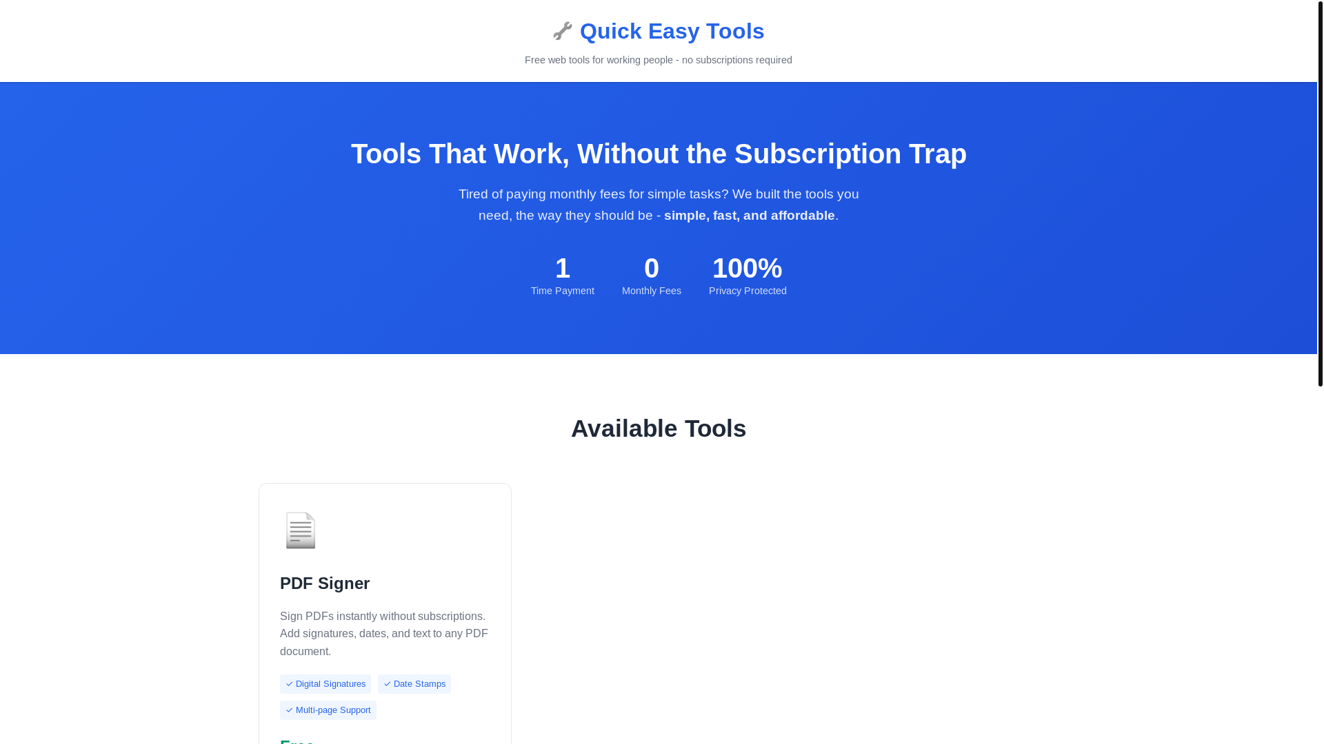 website screenshot of https://quickeasytools.pages.dev/