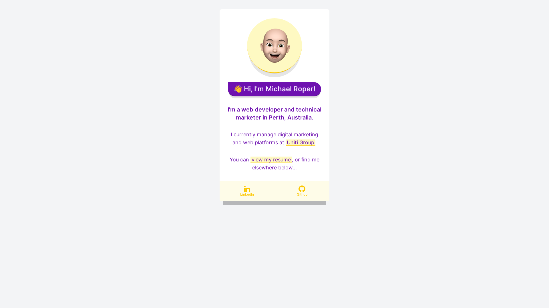 website screenshot of https://michaelroper.pages.dev/