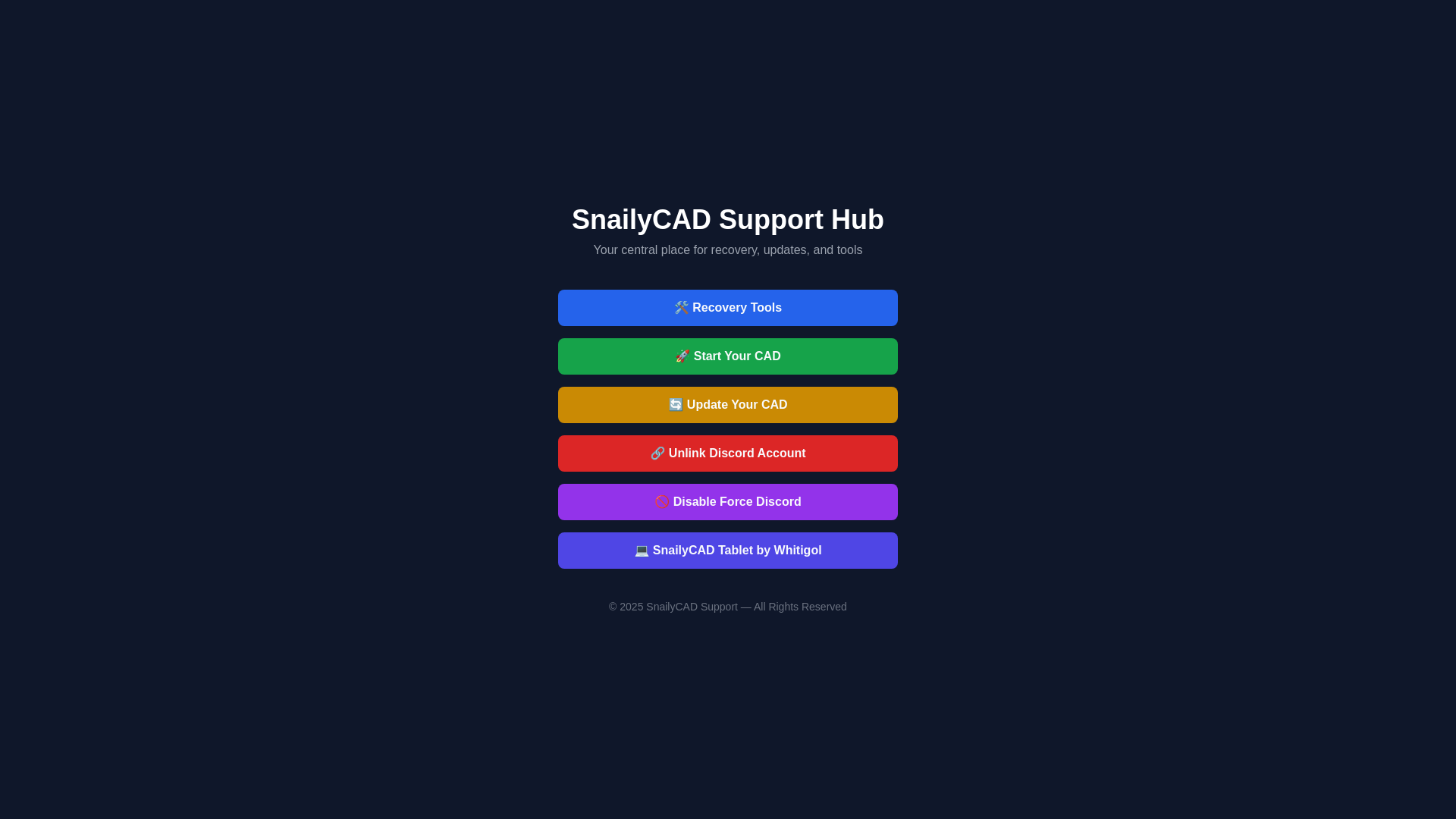 website screenshot of https://snailycad-support.pages.dev/