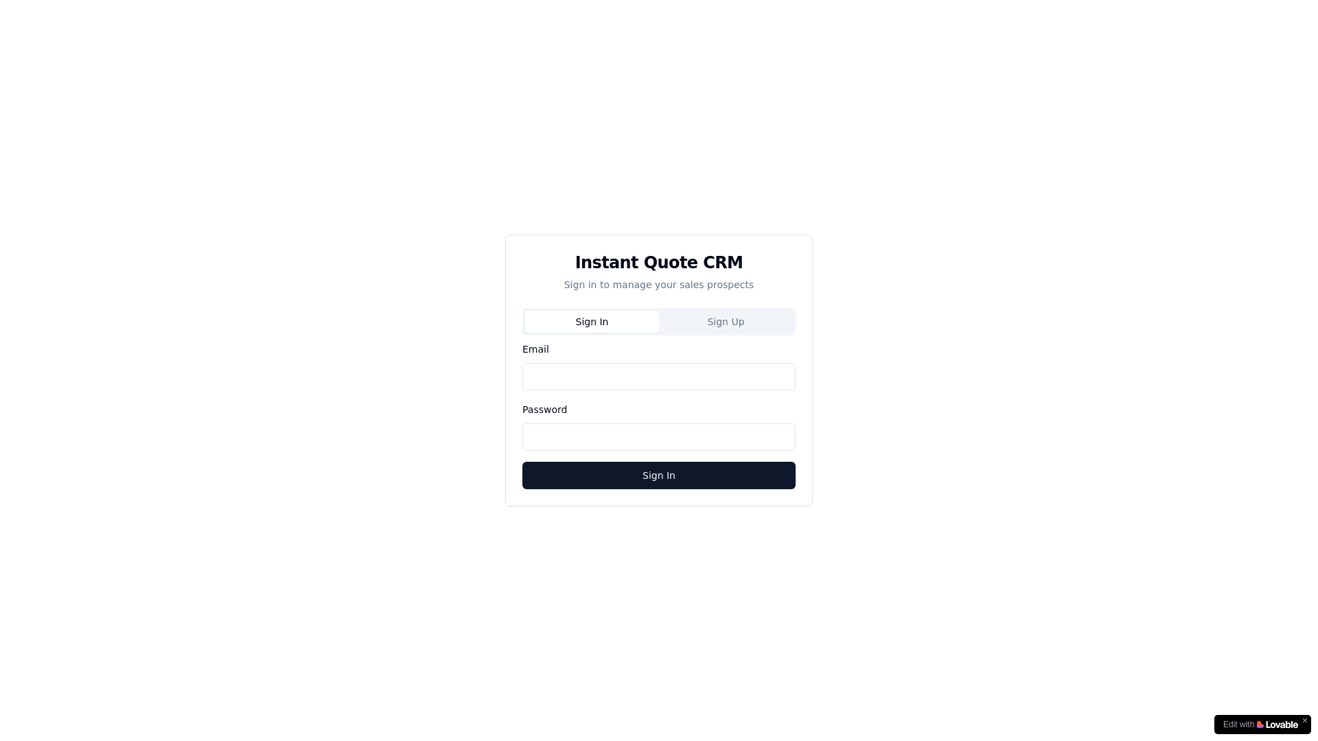 website screenshot of https://instantquoterep.com/