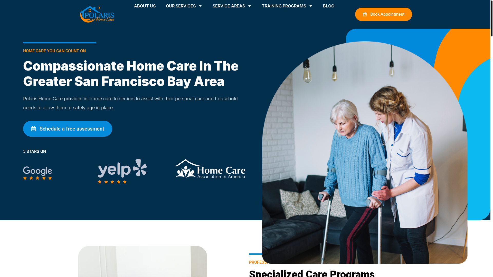 website screenshot of https://polaris-homecare.com/