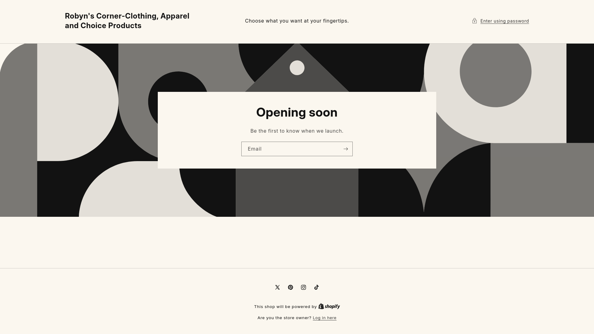 website screenshot of https://robynscorner-clothingapparelandchoiceproducts.net/