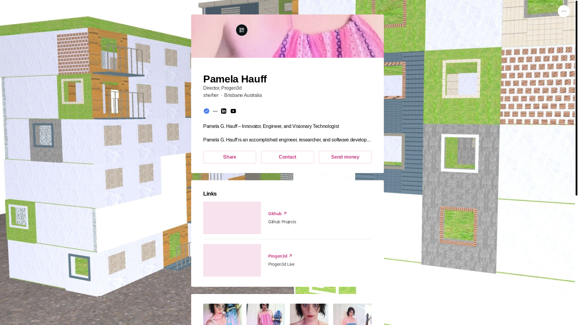 website screenshot of https://pamelahauff.bio/