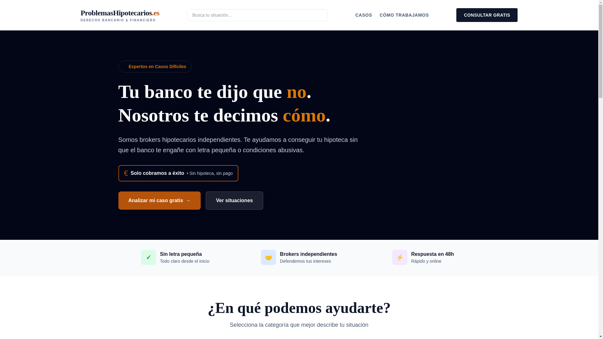 website screenshot of https://problemashipotecarios.es/
