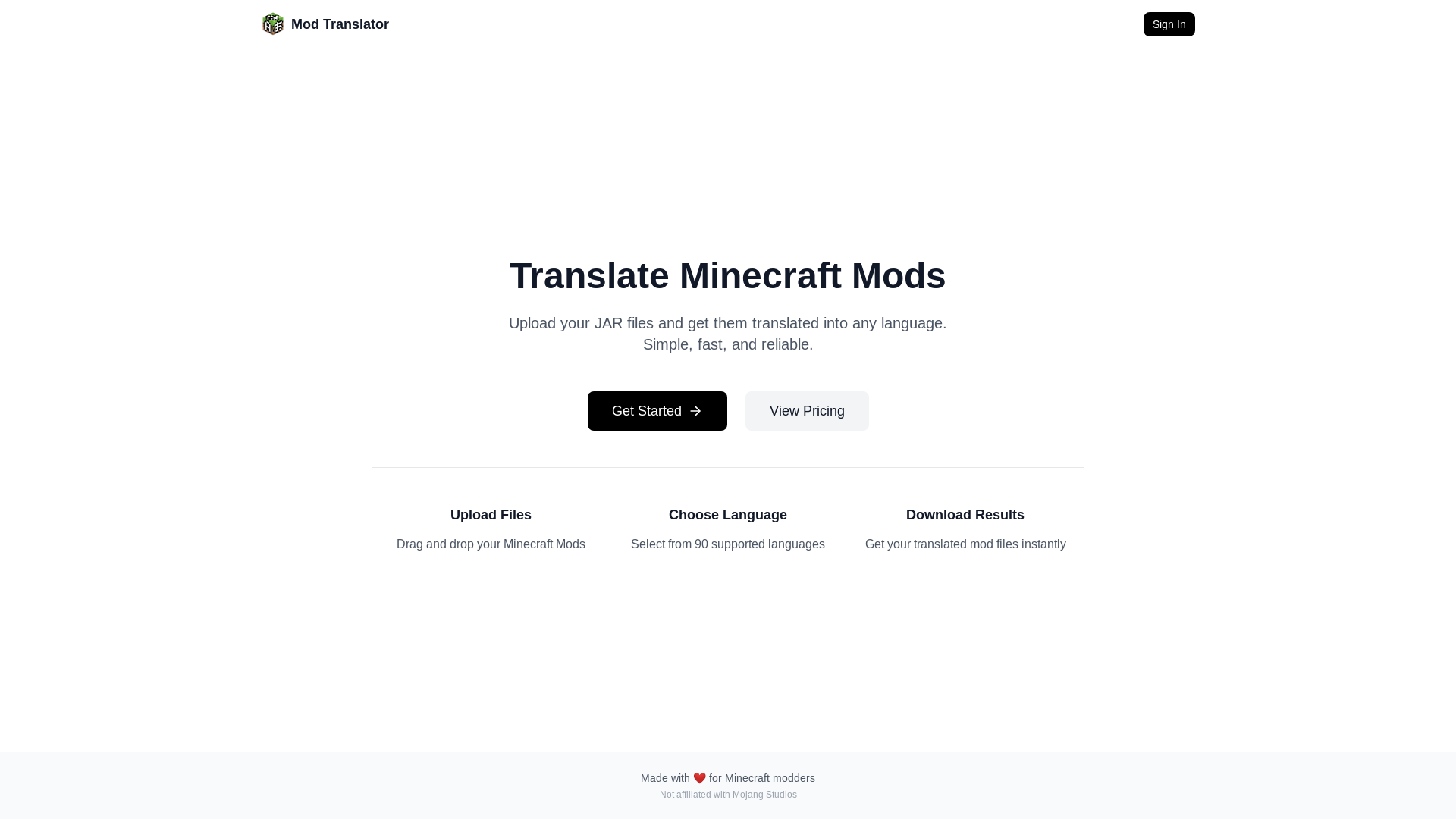 website screenshot of https://mc-translator.net/