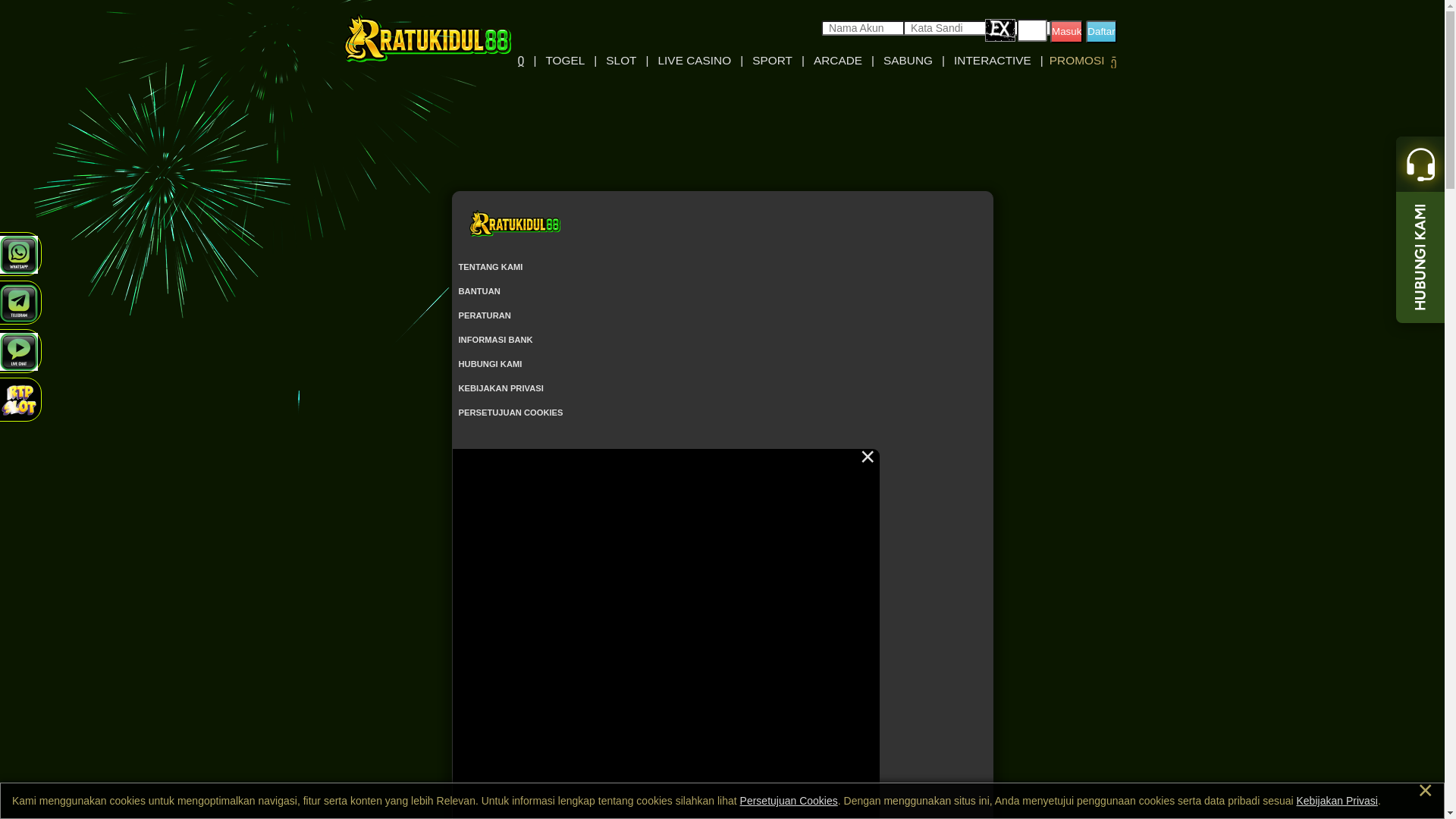 website screenshot of https://ratukidul88login.site/