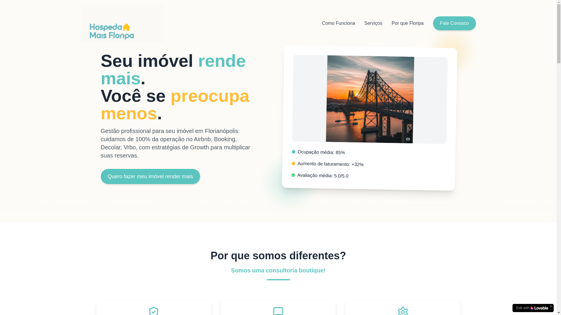 website screenshot of https://hospedamaisfloripa.com.br/
