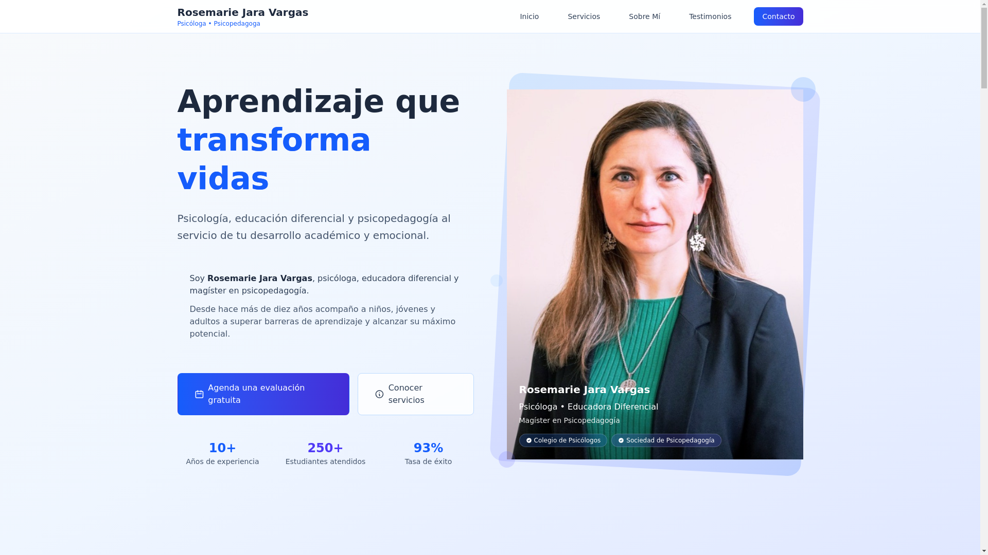 website screenshot of https://rosejara.cl/