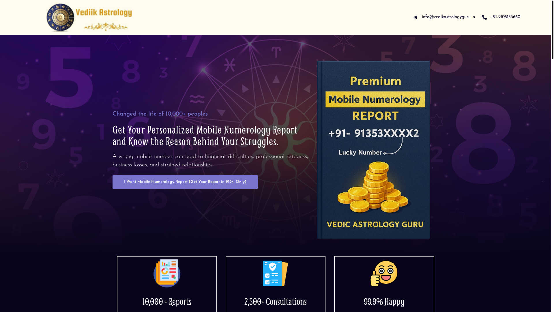 website screenshot of https://vedikastrologyguru.in/