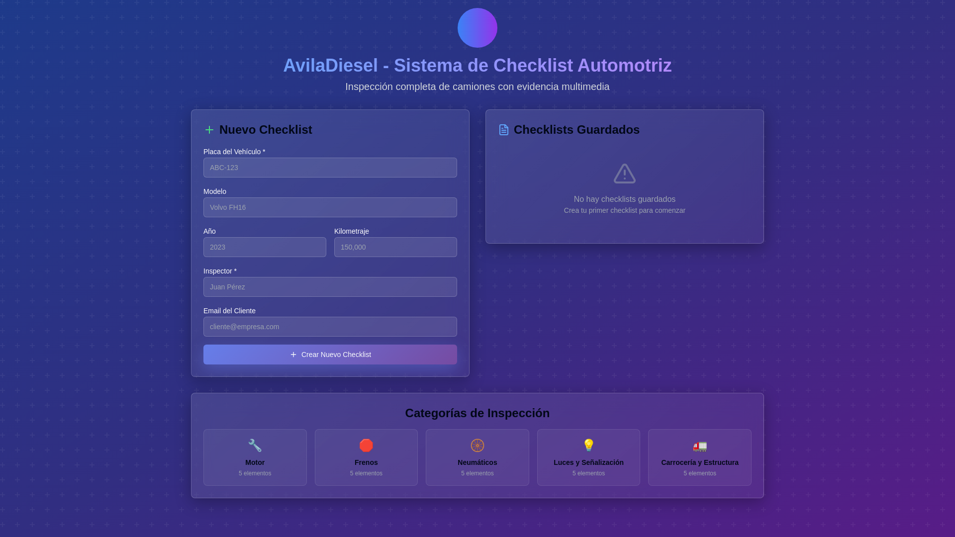 website screenshot of https://aviladieselchecklist.xyz/