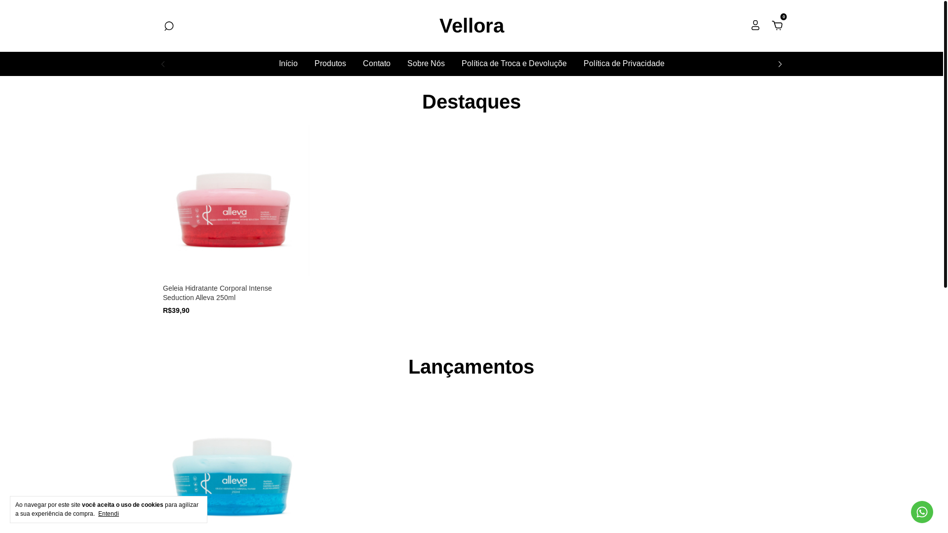 website screenshot of https://vellorashop.com.br/