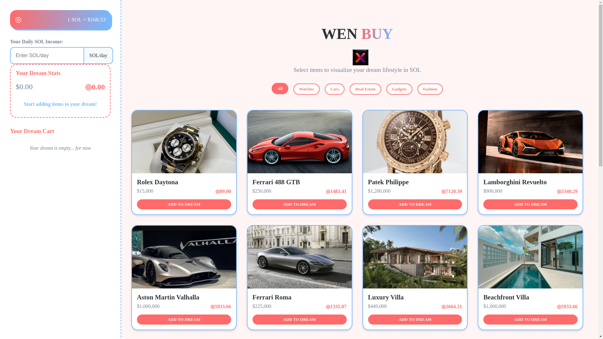 website screenshot of https://wenbuythis.fun/