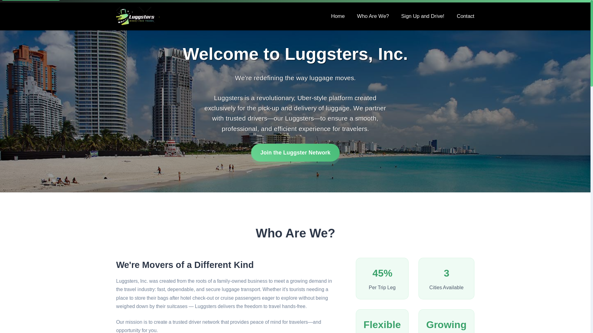 website screenshot of https://luggsters-website.pages.dev/