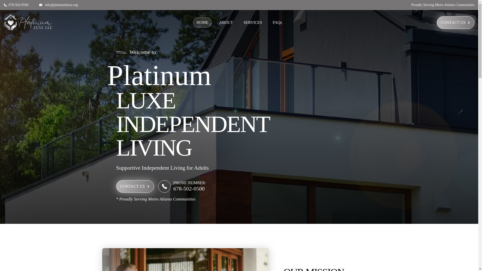 website screenshot of https://platinumluxeliving.org/