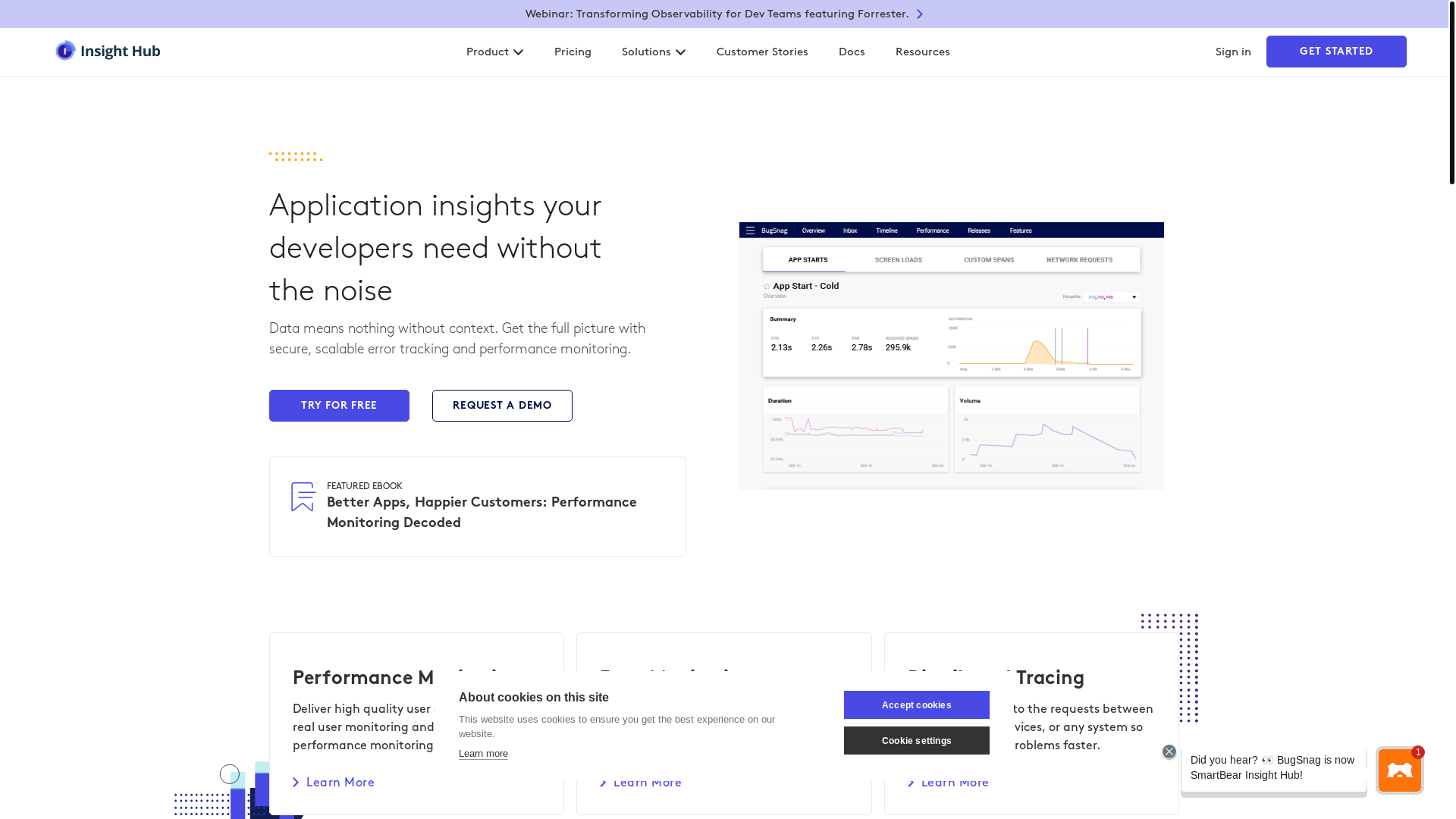 website screenshot of https://bugsnag.com